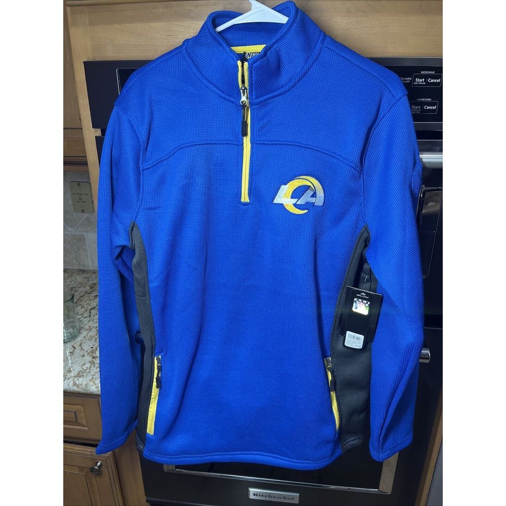 NWT Los Angeles‎ Rams NFL Branded Quarter Zip-Pullover Jacket-Royal Blue S